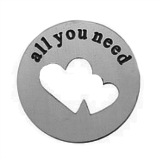 Stainless Steel Living Locket Faceplate - all you need is love