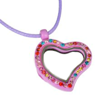 Pink Heart Living Locket with Colourful Crystals