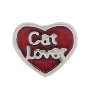 Red Cat Lover Heart Charm