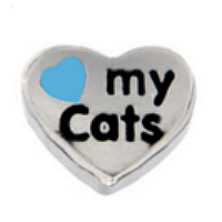 Love My Cats Charm - Blue Heart