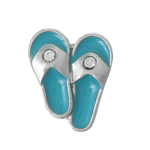 Aqua Jandals (Flip Flops) Charm with Crystal Accent