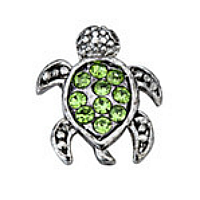 Silver and Green Crystal Tortoise Charm
