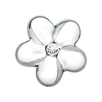 White Flower Charm with Crystal Accent