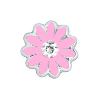 Light Pink Daisy Charm with Crystal Accent