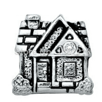 Silver House Charm with Crystal Accent