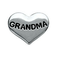 Silver Grandma Heart Charm