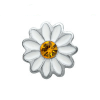 White Daisy Charm with Crystal Accent