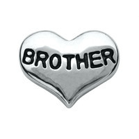 Silver Brother Heart Charm