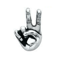 Silver Peace Hand Sign Charm