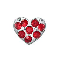 Silver Heart & Red Crystal Charm