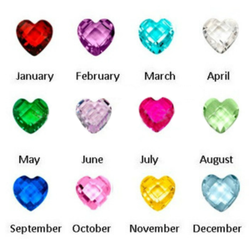 Heart Birthstone Crystal Charms - Small