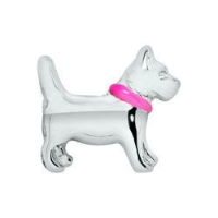 Silver Dog with Pink Collar Charm