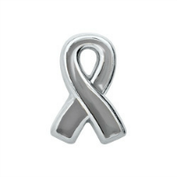 Silver/Grey Awareness Ribbon Charm - Asthma, Diabetes, Brain Cancer