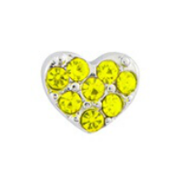 Silver & Yellow Crystal Heart Charm
