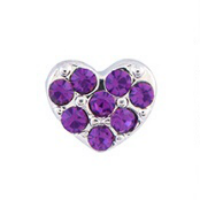 Silver & Purple Crystal Heart Charm