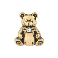 Gold Teddy Bear Charm with Crystal Accent