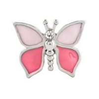 Pink Butterfly Charm with Crystal Accent
