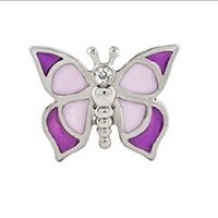 Purple Butterfly Charm with Crystal Accent