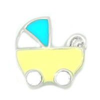 Yellow & Blue Baby Carriage Charm