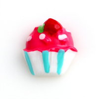 Pink Resin Cupcake Charm with Candy Stripes