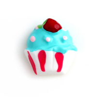 Blue Resin Cupcake Charm with Candy Stripes