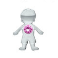 Little Boy Charm with Pink Crystal Accent
