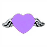 Purple Heart Charm with Angel Wings