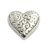 Antique Silver Carved Heart Charm