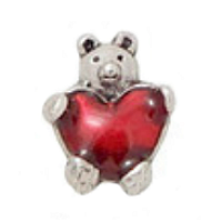 Bear with Glossy Red Heart Charm