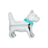 Silver Dog with Blue Collar Charm