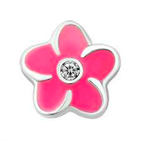 Plumeria Flower Charm with Crystal Accent - Fuchsia Pink