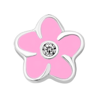 Plumeria Flower Charm with Crystal Accent - Pink