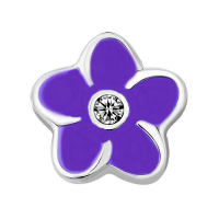 Plumeria Flower Charm with Crystal Accent - Purple