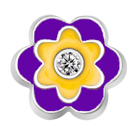 Purple, Yellow, and Crystal Flower Charm