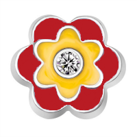 Red, Yellow, and Crystal Flower Charm